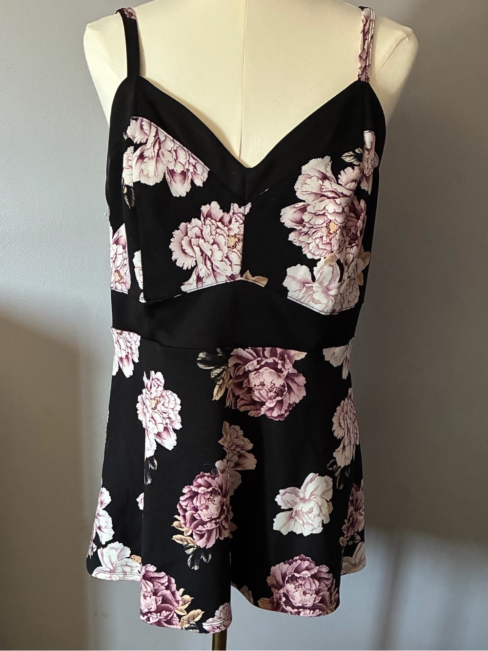 Torrid Black Tank Top with Floral Print